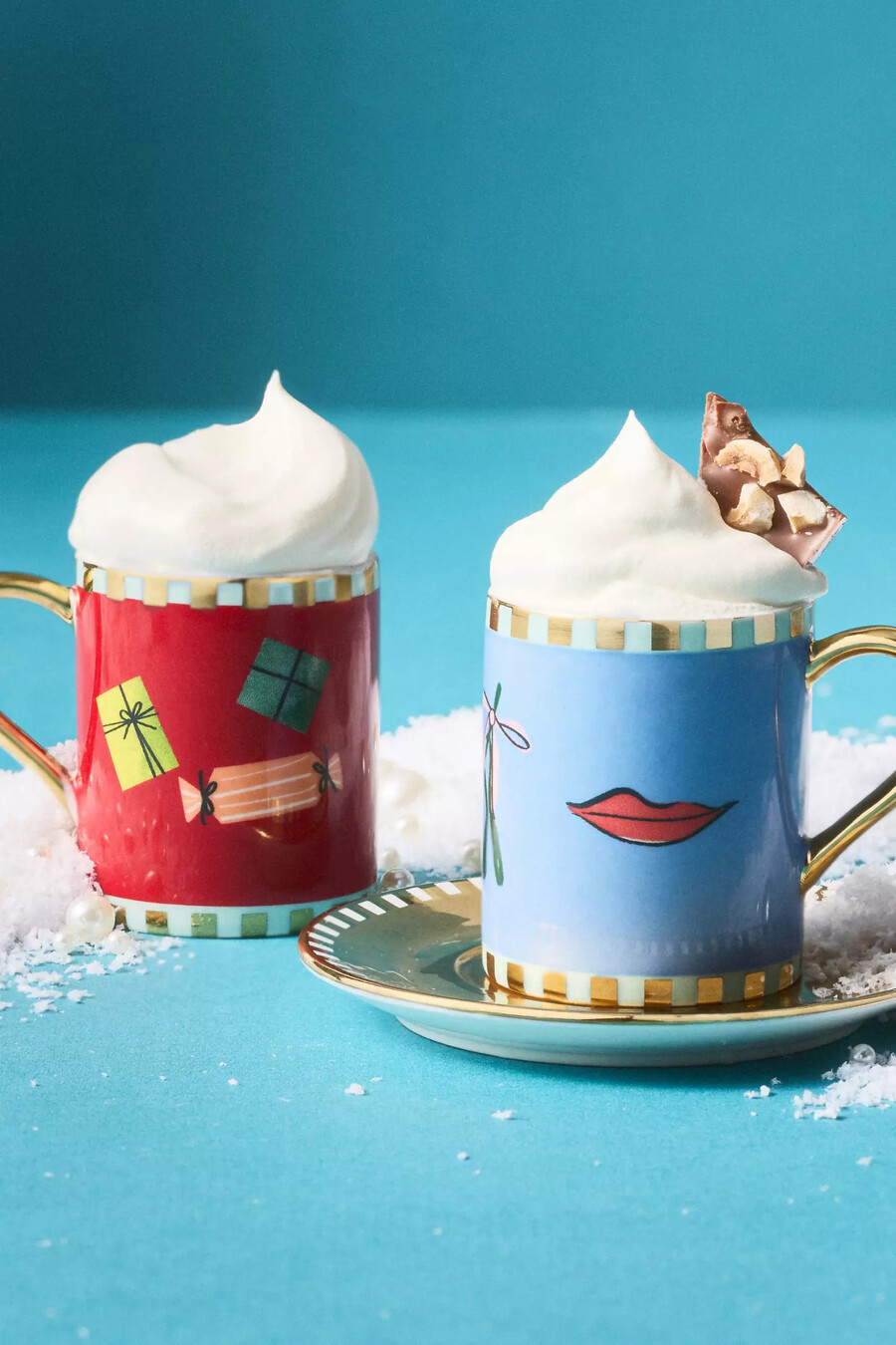 taza y platillo para espresso navideño de cerámica caroline