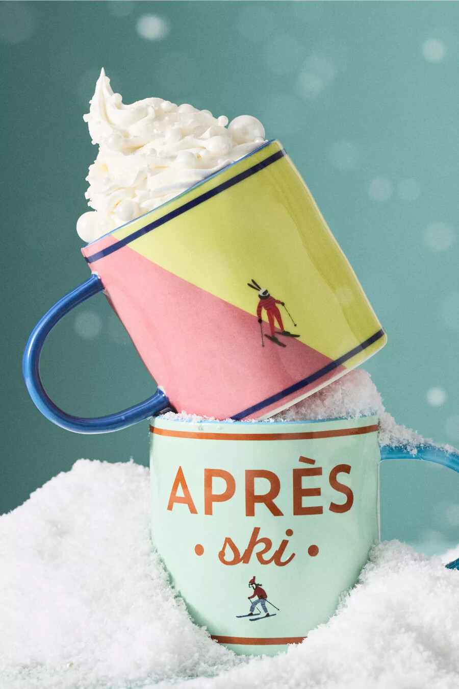 taza de gres pintada a mano après ski