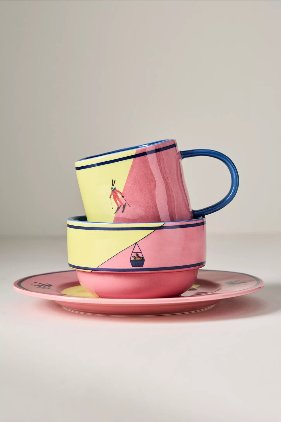 taza de gres pintada a mano après ski