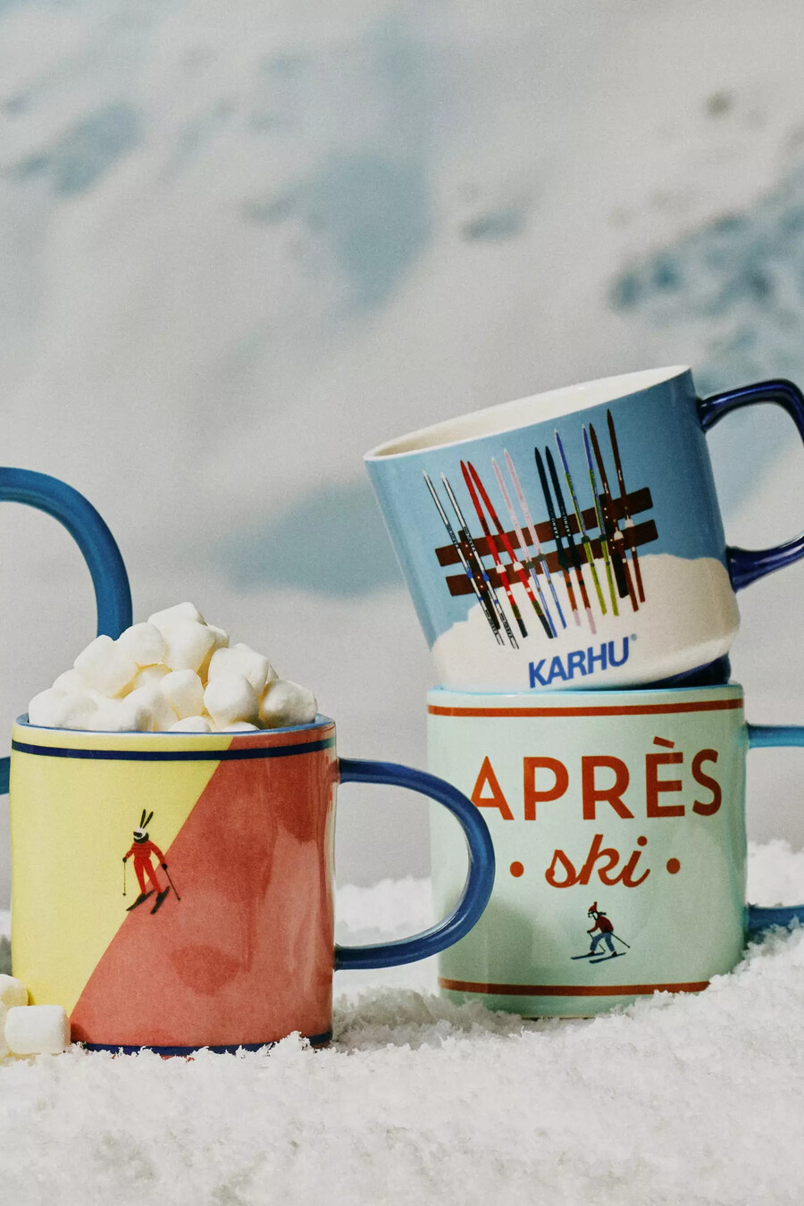 taza de gres pintada a mano après ski