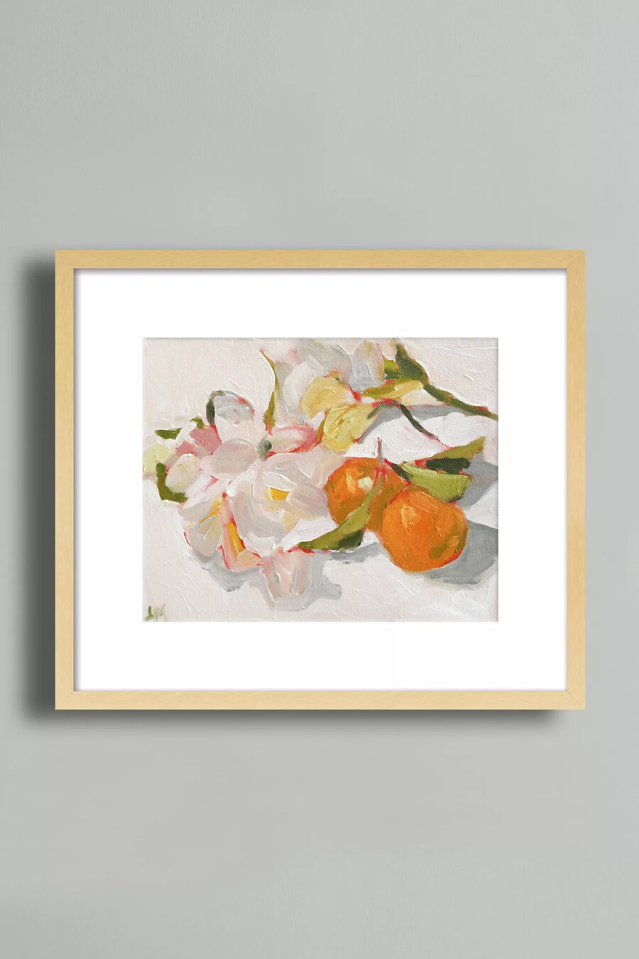 arte mural de kumquats y fresias