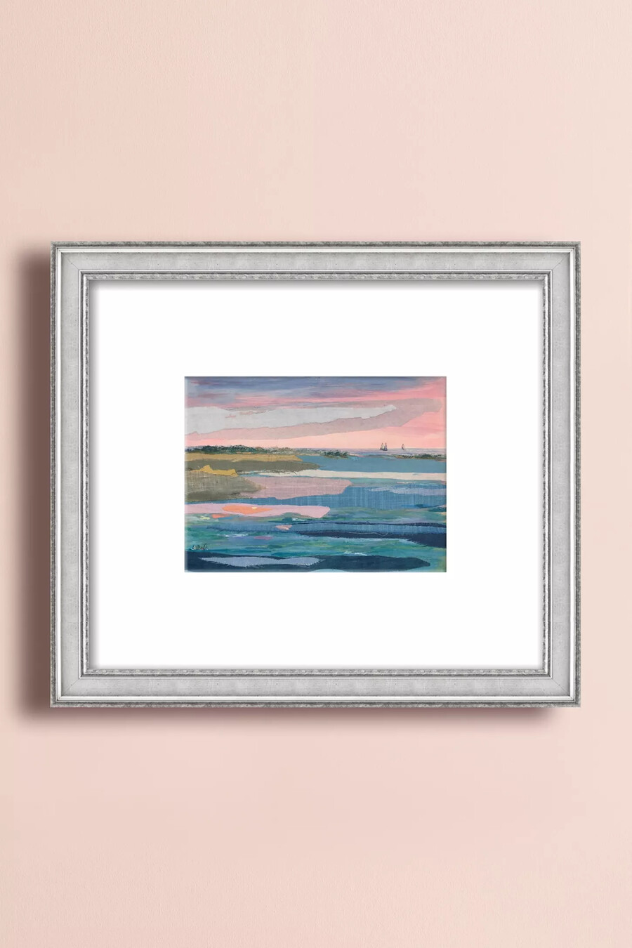 arte de pared con rayas al atardecer