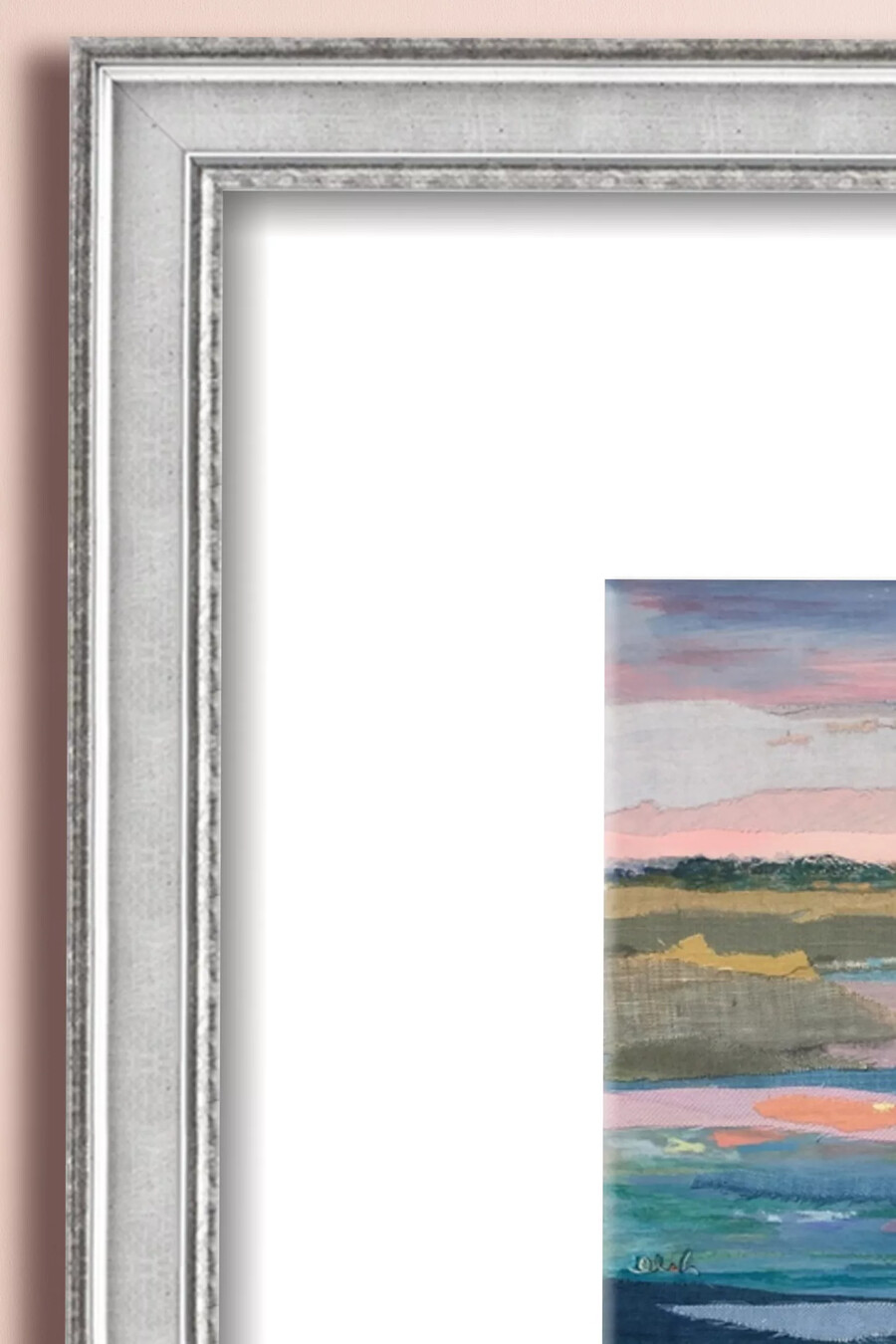 arte de pared con rayas al atardecer