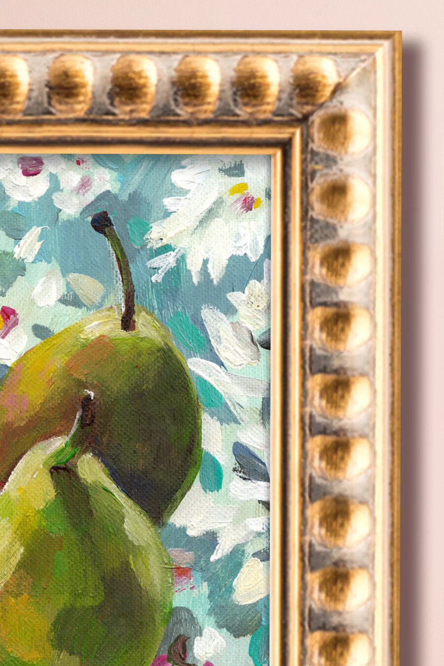 arte de pared perlas entre flores
