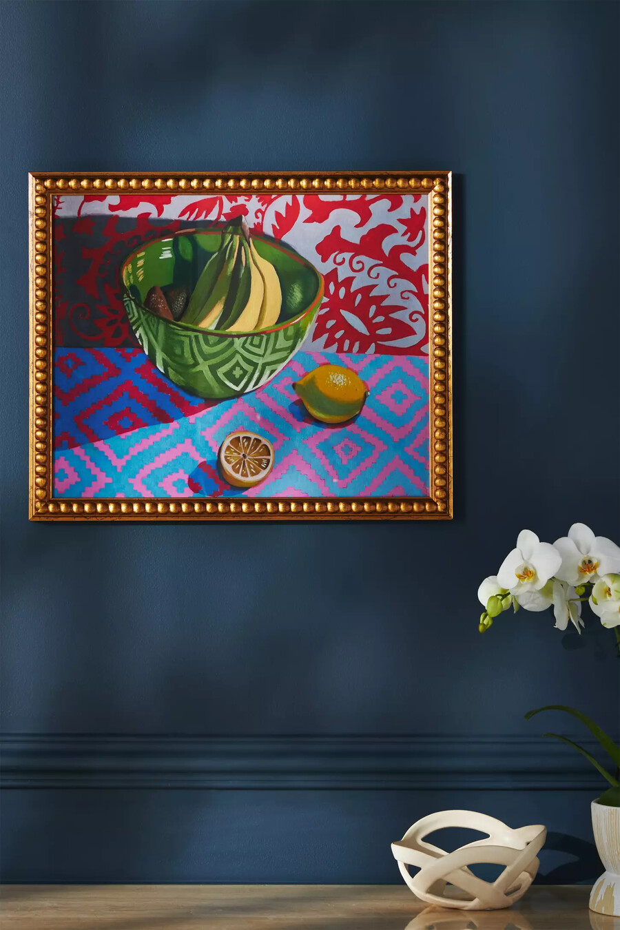 arte de pared con un tazón de plátanos