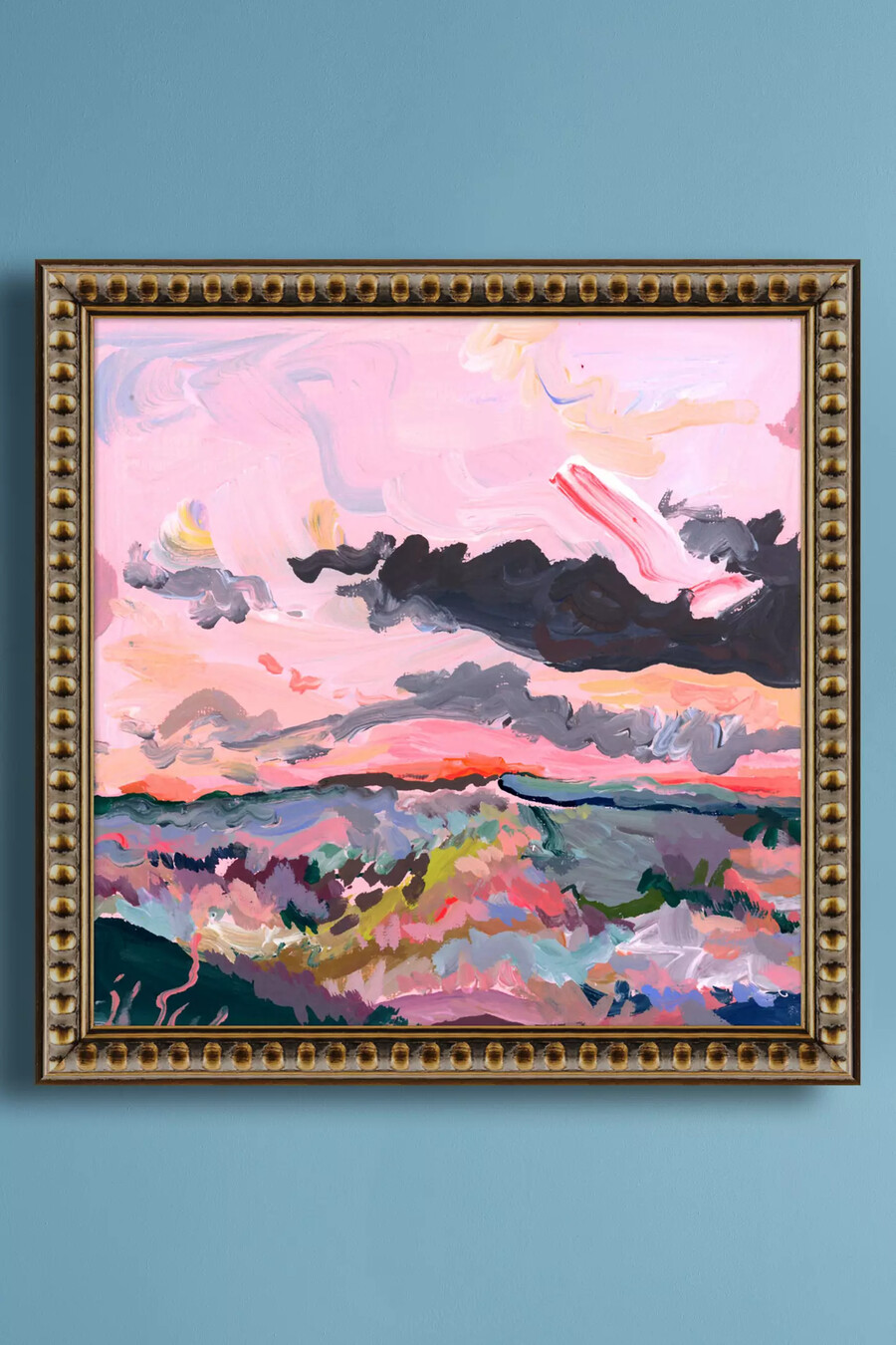 sol naranja en cielo rosa de kt smail wall art