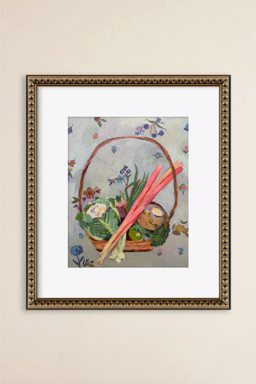 arte de pared enmarcado con verduras de invierno y ruibarbo