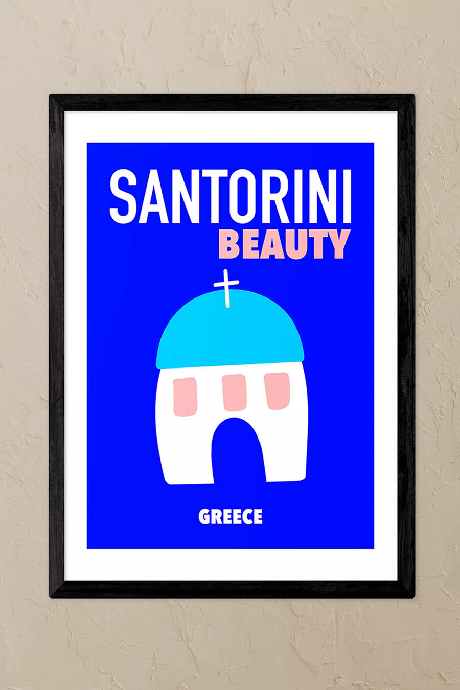 impresión artística enmarcada en negro de east end prints santorini beauty greece