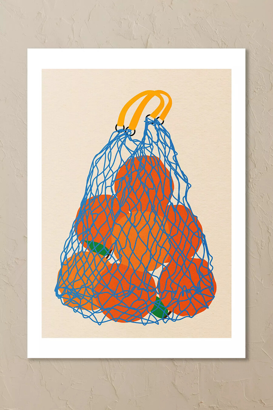 impresión artística de pared naranjas en una bolsa de red de east end prints