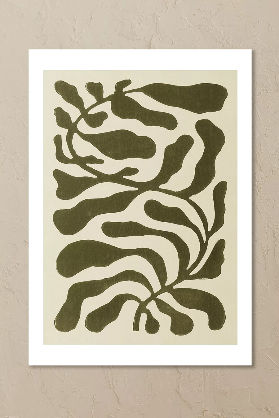 impresión artística de pared verde de una planta de cien hojas de east end prints