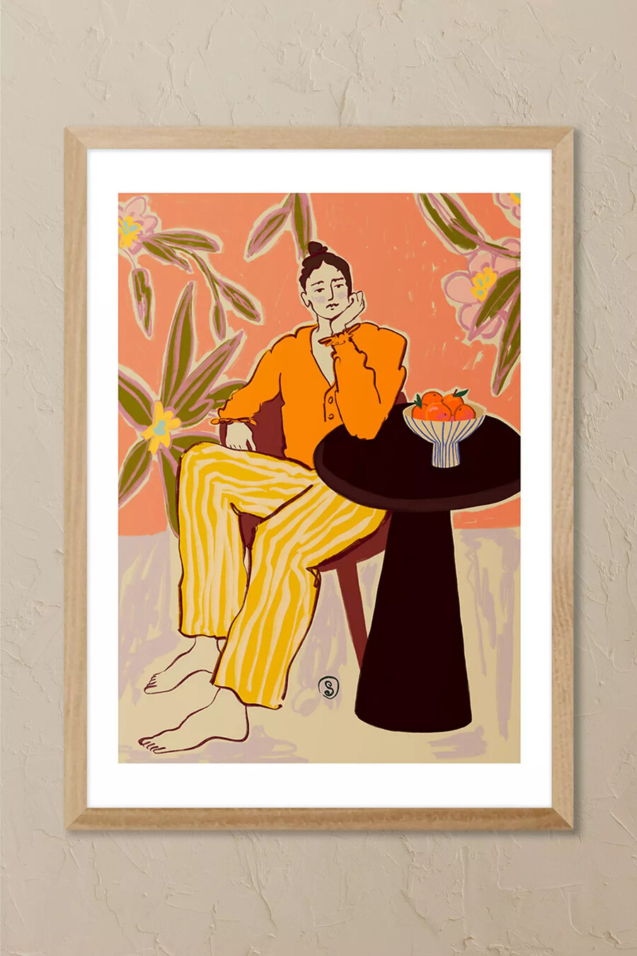 arte de pared enmarcado mujeres con naranjas de east end prints