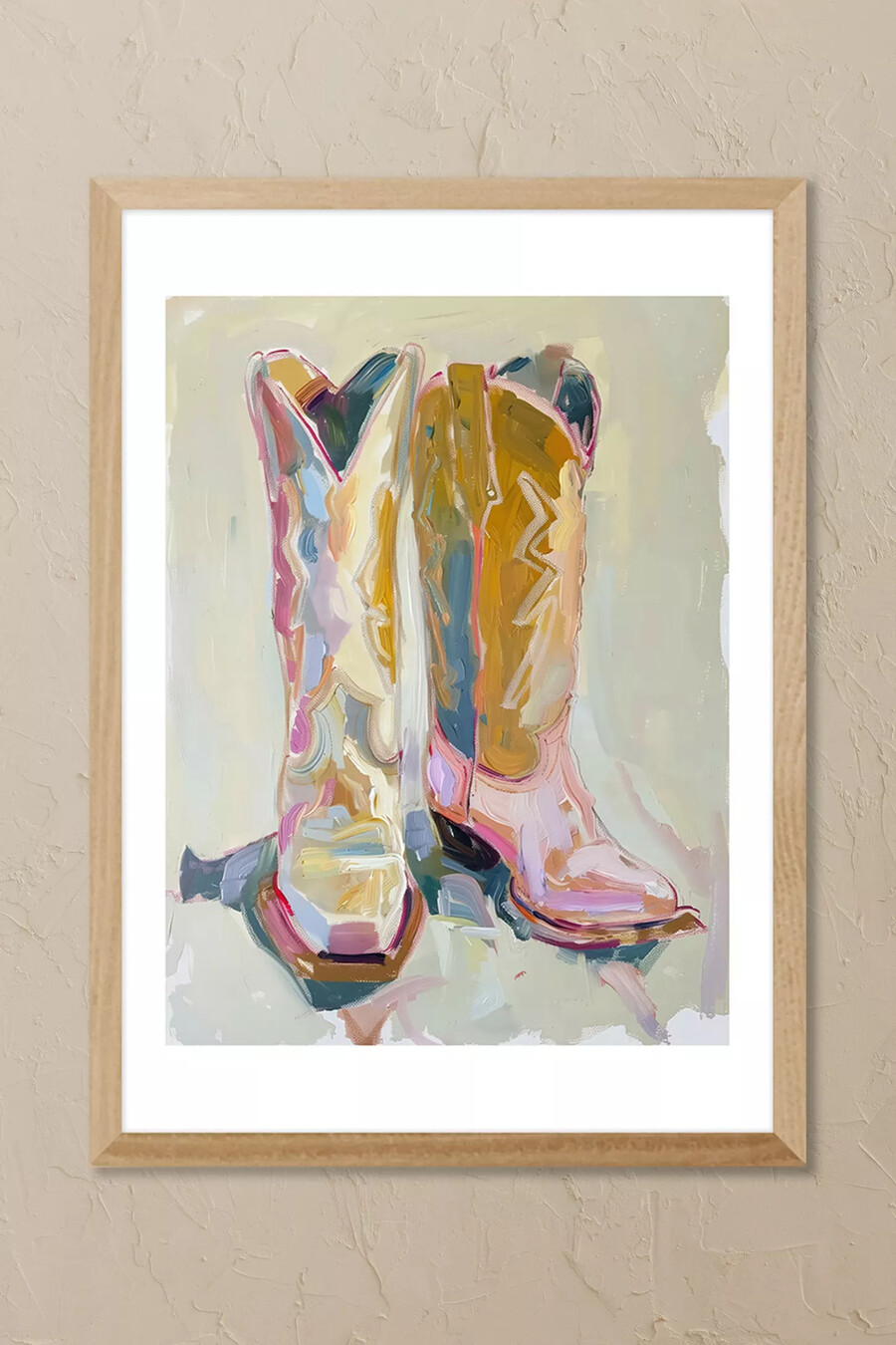 arte de pared enmarcado con botas de vaquera de east end prints