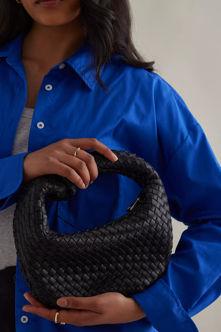 bolso de hombro tejido de piel sintética larissa de melie bianco