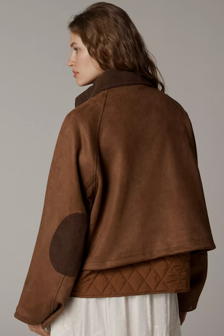 chaqueta de dos piezas de ante sintético de anthropologie
