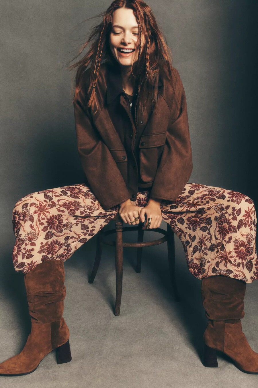 chaqueta de dos piezas de ante sintético de anthropologie