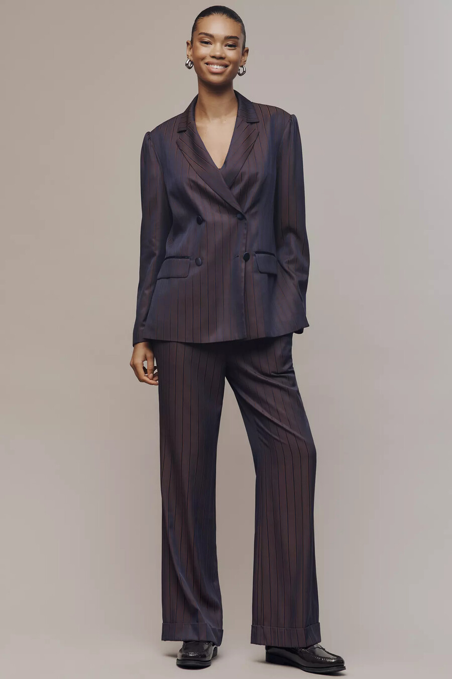blazer relajado de raya diplomática de maeve