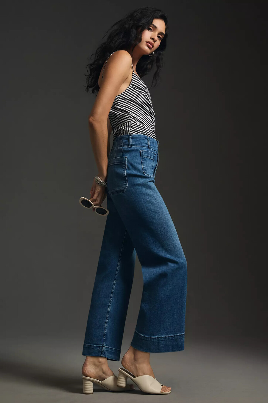 vaqueros anchos recortados colette denim de maeve