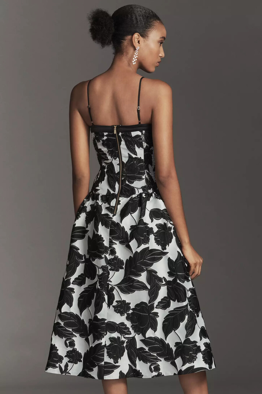 vestido midi de jacquard con cintura caída de maeve