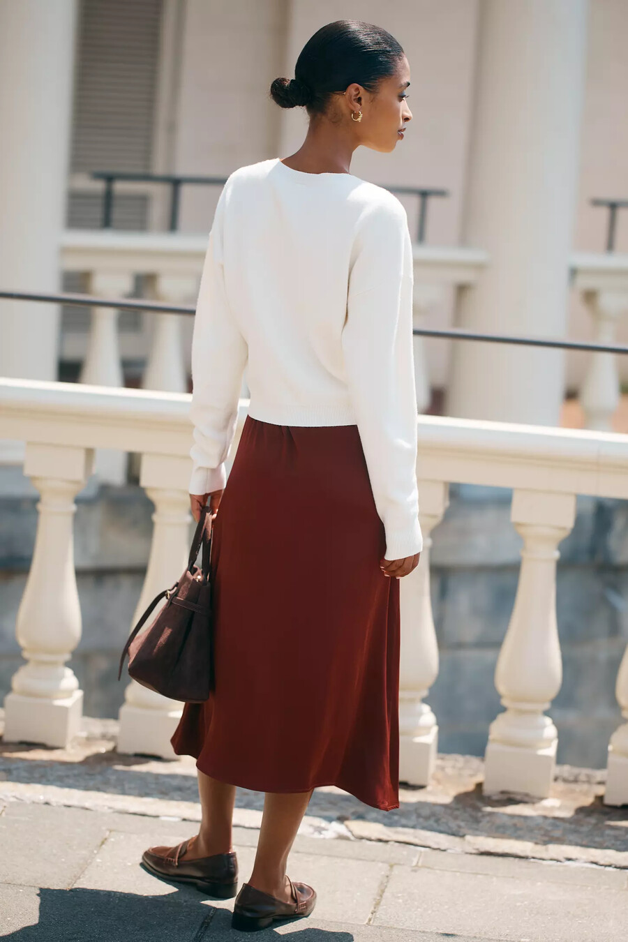 jersey de manga larga y falda midi de anthropologie