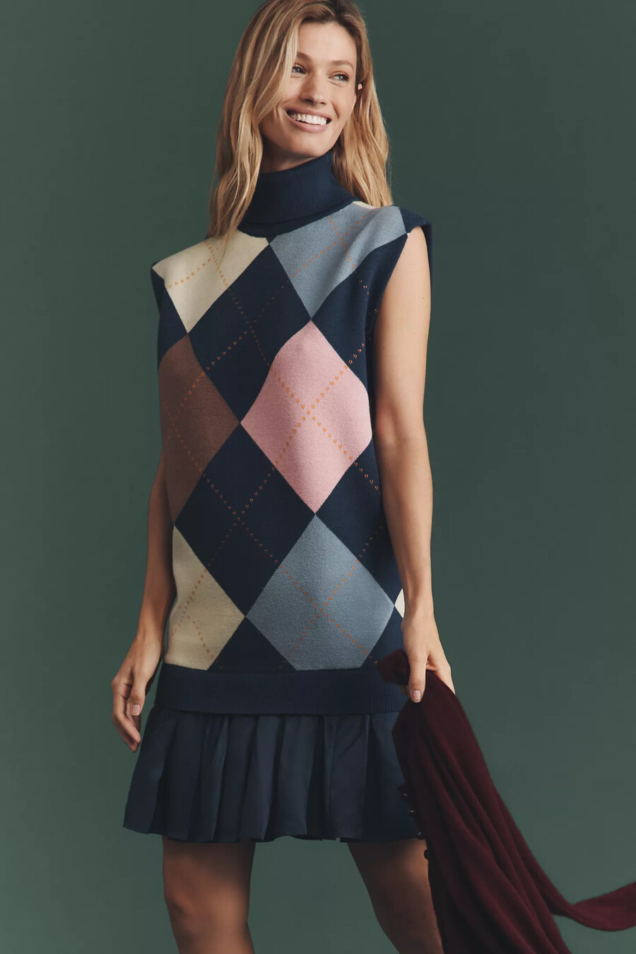vestido mini tipo chaleco plisado maeve
