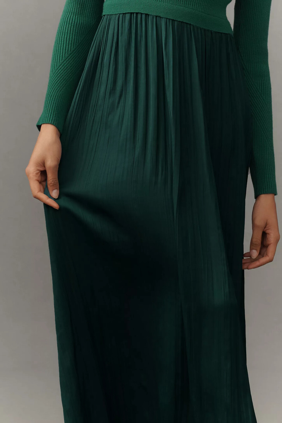 vestido maxi tipo jersey con cuello alto simulado de thea