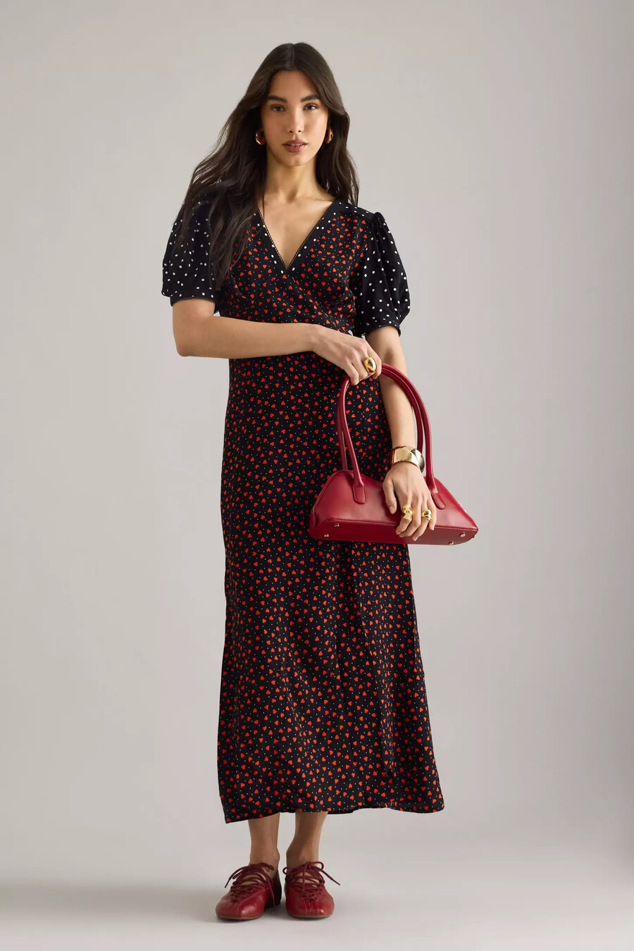 vestido largo maeve con escote en v y corte a