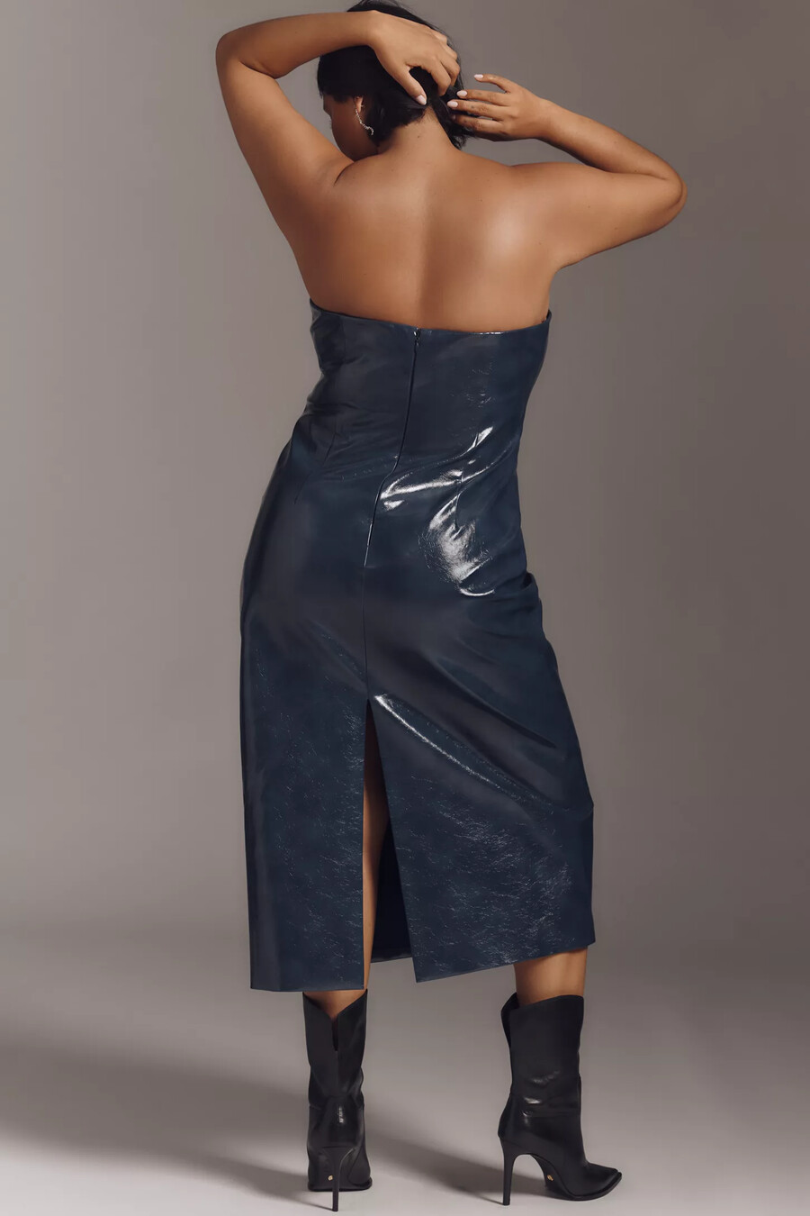 vestido midi ajustado sin tirantes de piel sintética de mare mare
