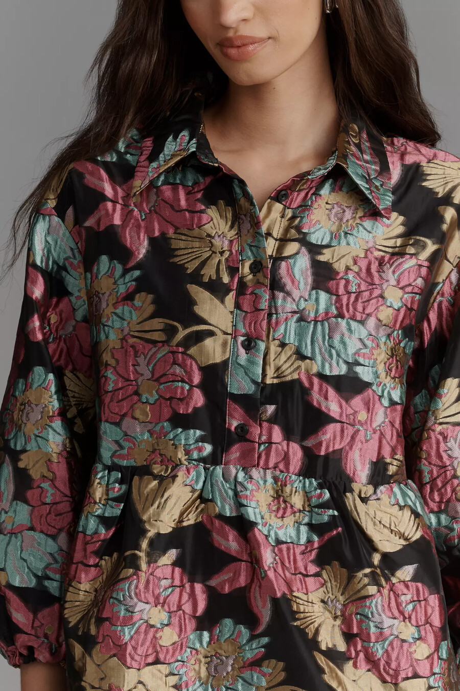vestido camisero corto de jacquard escalonado bettina de maeve