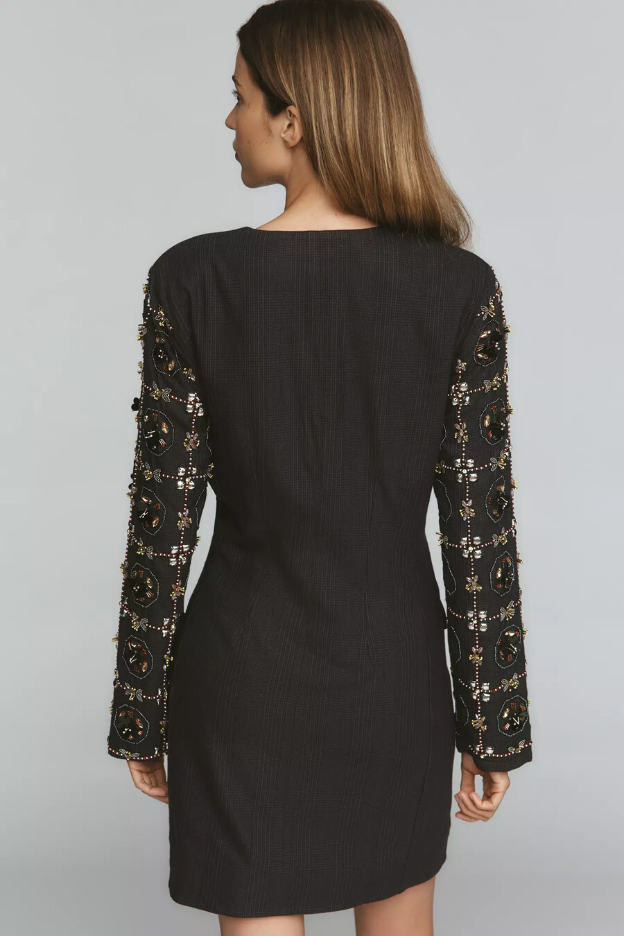 minivestido blazer adornado de manga larga de maeve