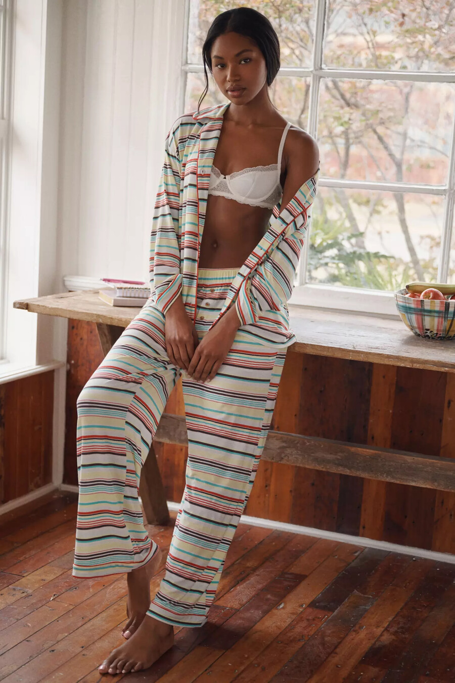 camisa de pijama de manga larga con ribete de briar