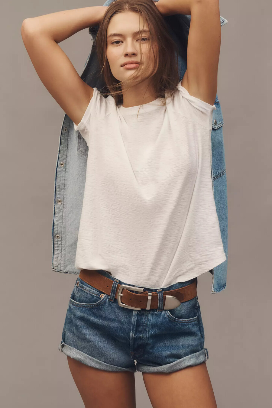 camiseta bennie slim de algodón flameado con cuello redondo de pilcro