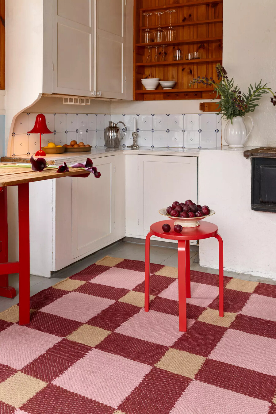 alfombra de yute layered x evelina kroon plum punch