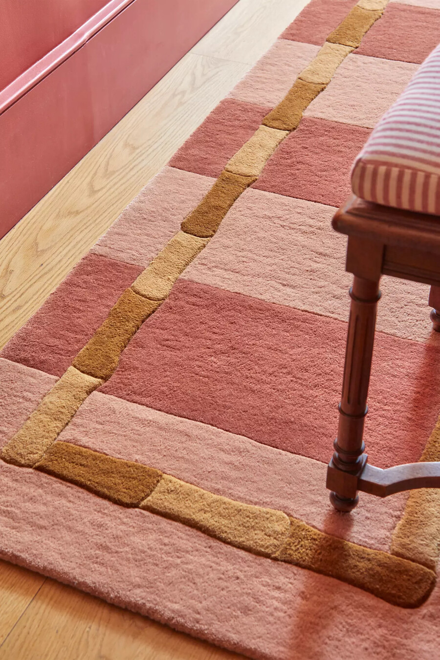 alfombra de lana a rayas de bambú layered x alice crawley