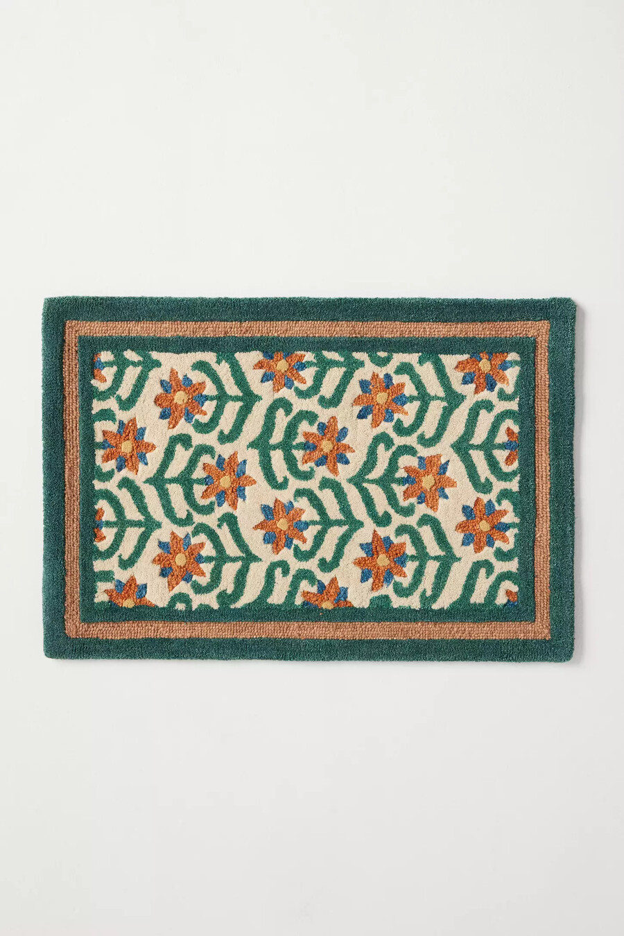 alfombra floral de lana con mechones impresos