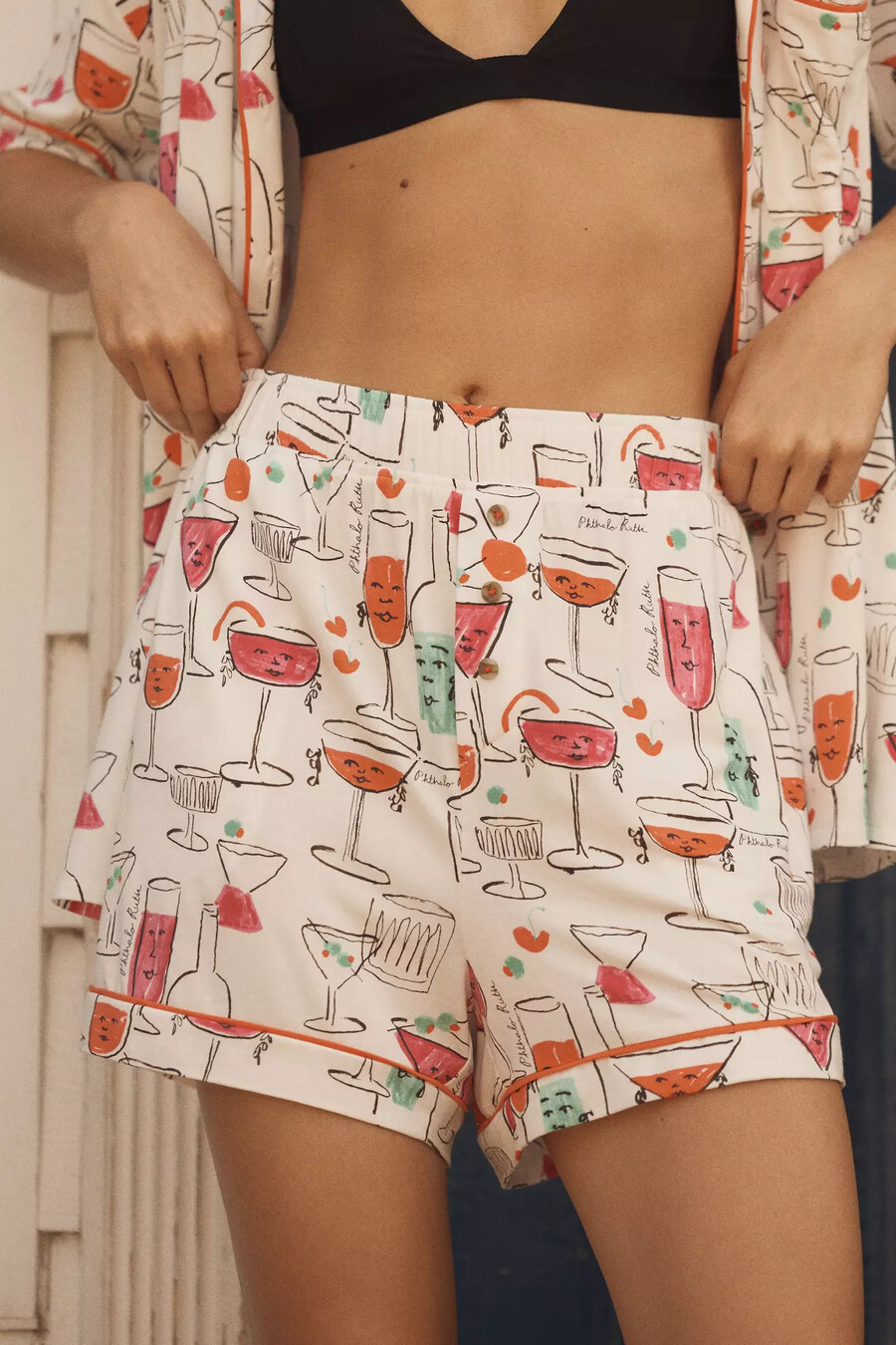 pantalones cortos de pijama con ribete de briar