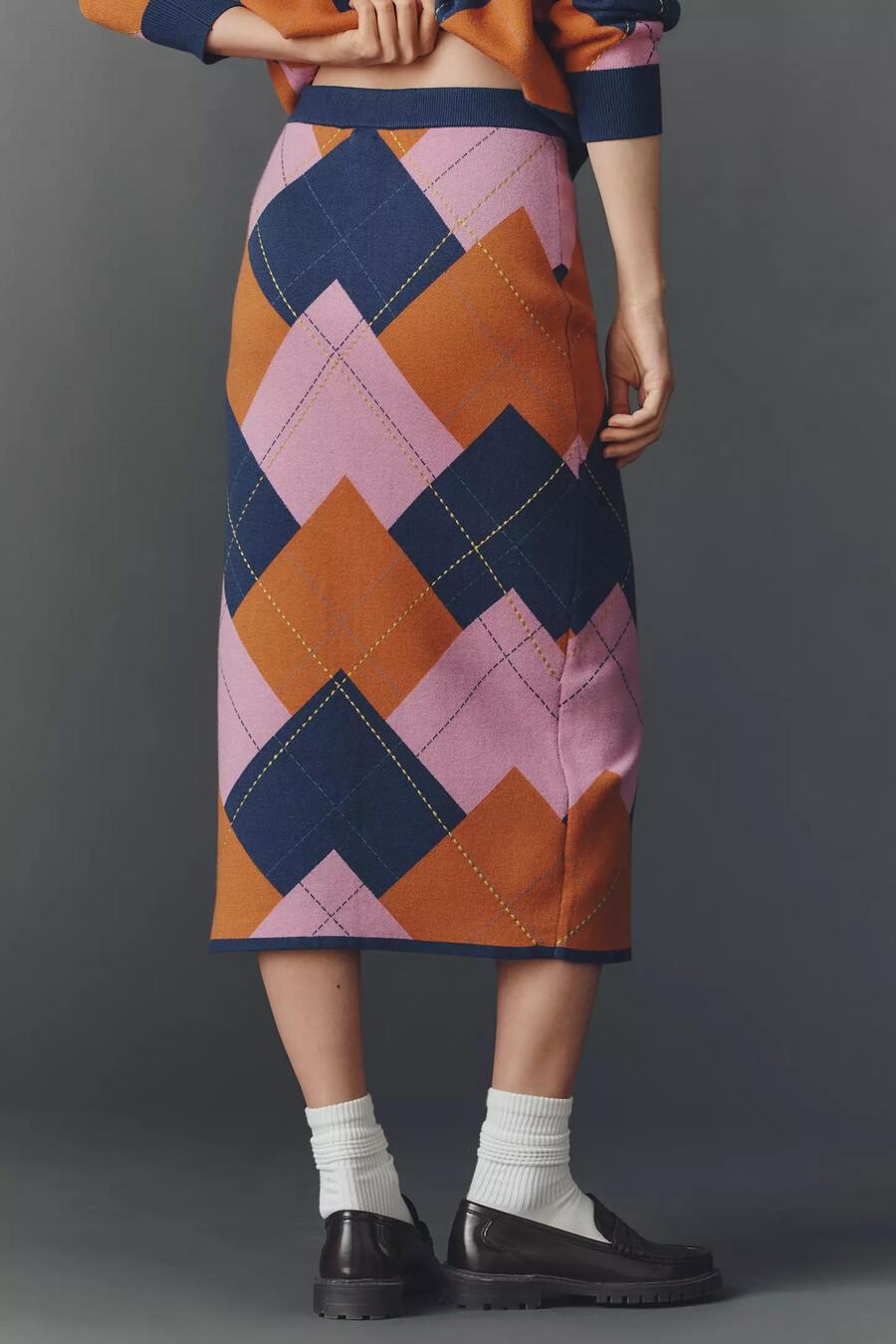 falda midi de punto con rombos de maeve