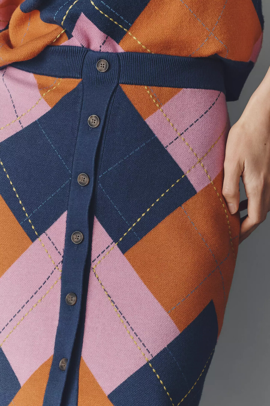 falda midi de punto con rombos de maeve