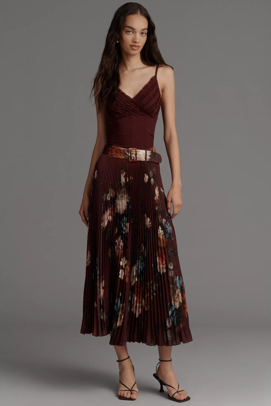 falda midi plisada aria de ranna gill