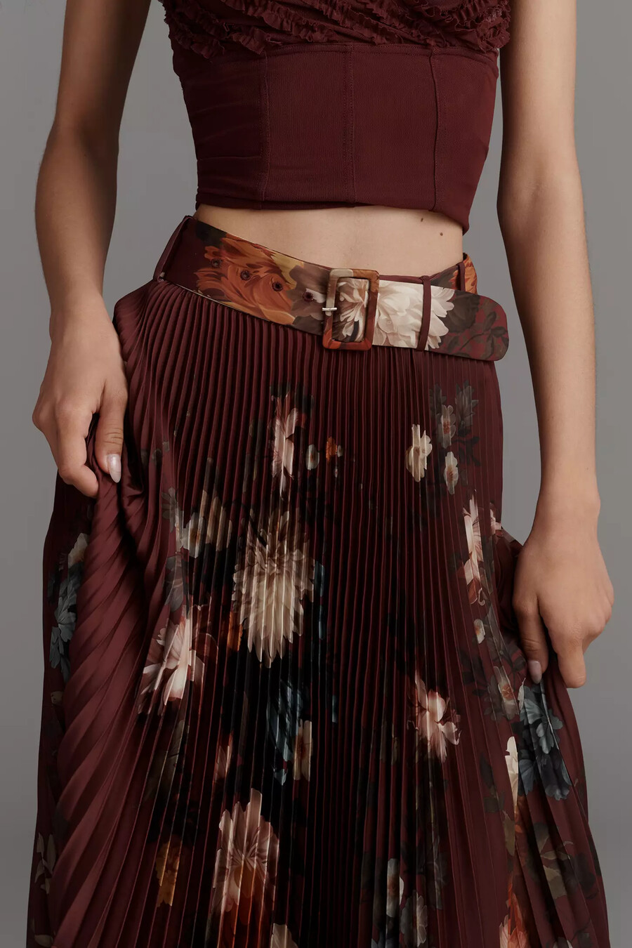 falda midi plisada aria de ranna gill