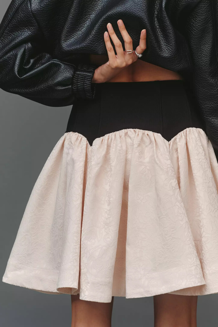 minifalda de punto jacquard con cintura vasca de maeve
