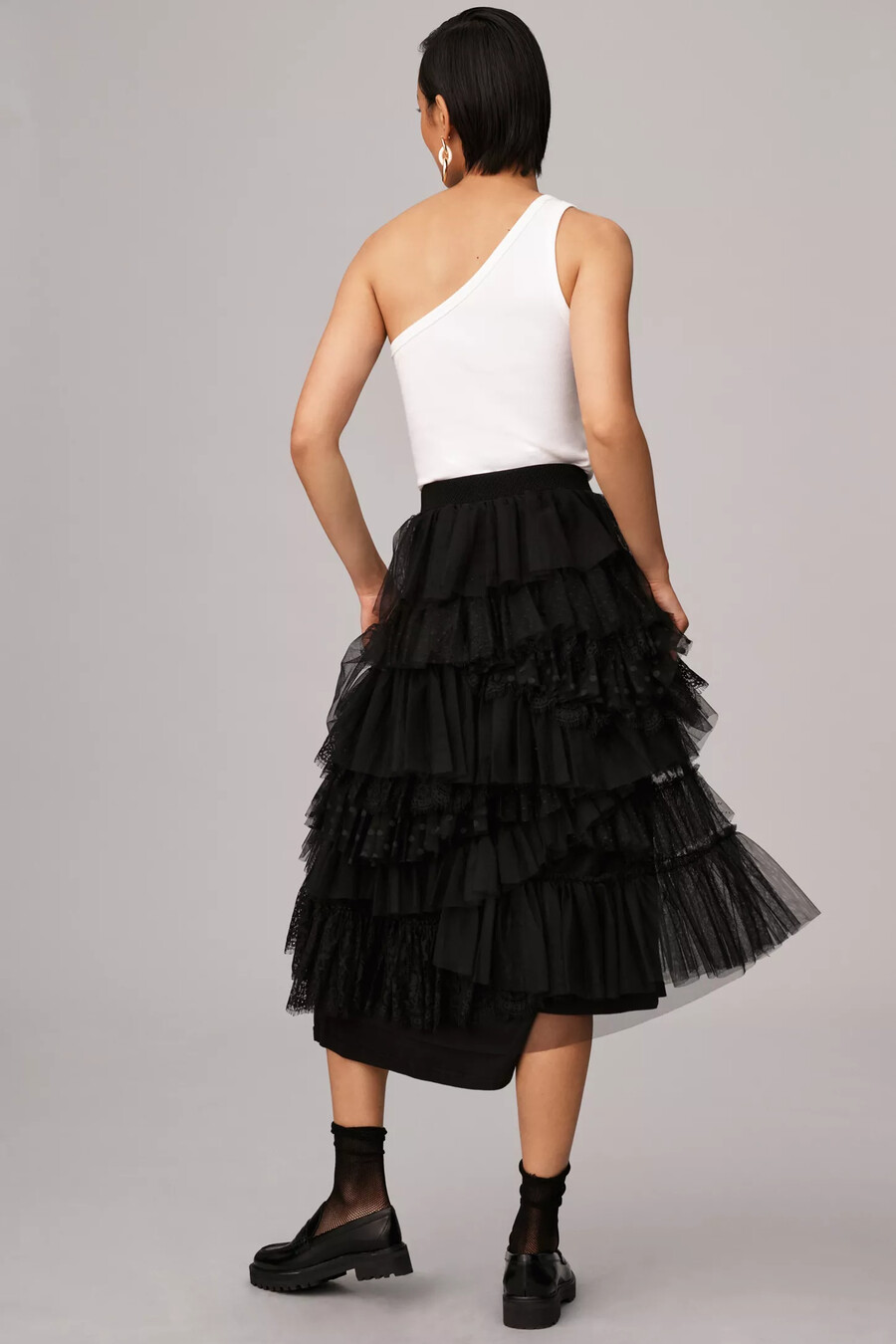 falda midi de tul con volantes chéri de anthropologie