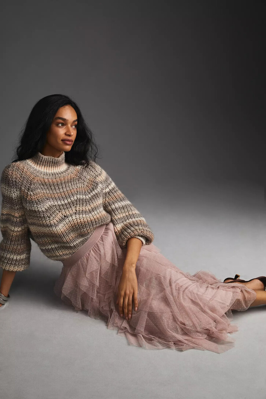 falda midi de tul con volantes chéri de anthropologie