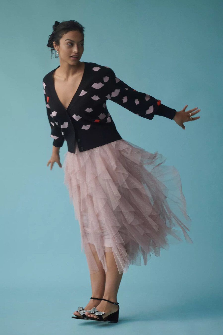 falda midi de tul con volantes chéri de anthropologie