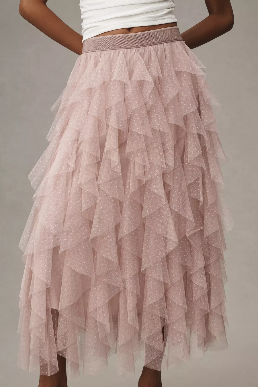 falda midi de tul con volantes chéri de anthropologie