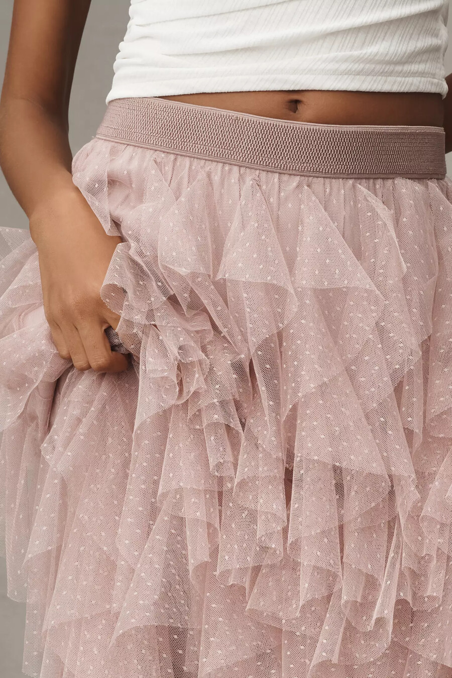 falda midi de tul con volantes chéri de anthropologie