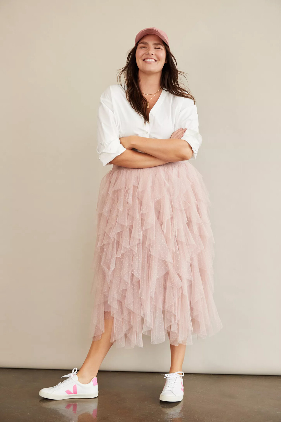 falda midi de tul con volantes chéri de anthropologie