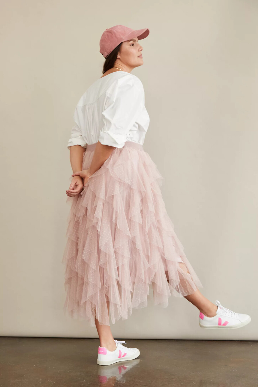 falda midi de tul con volantes chéri de anthropologie
