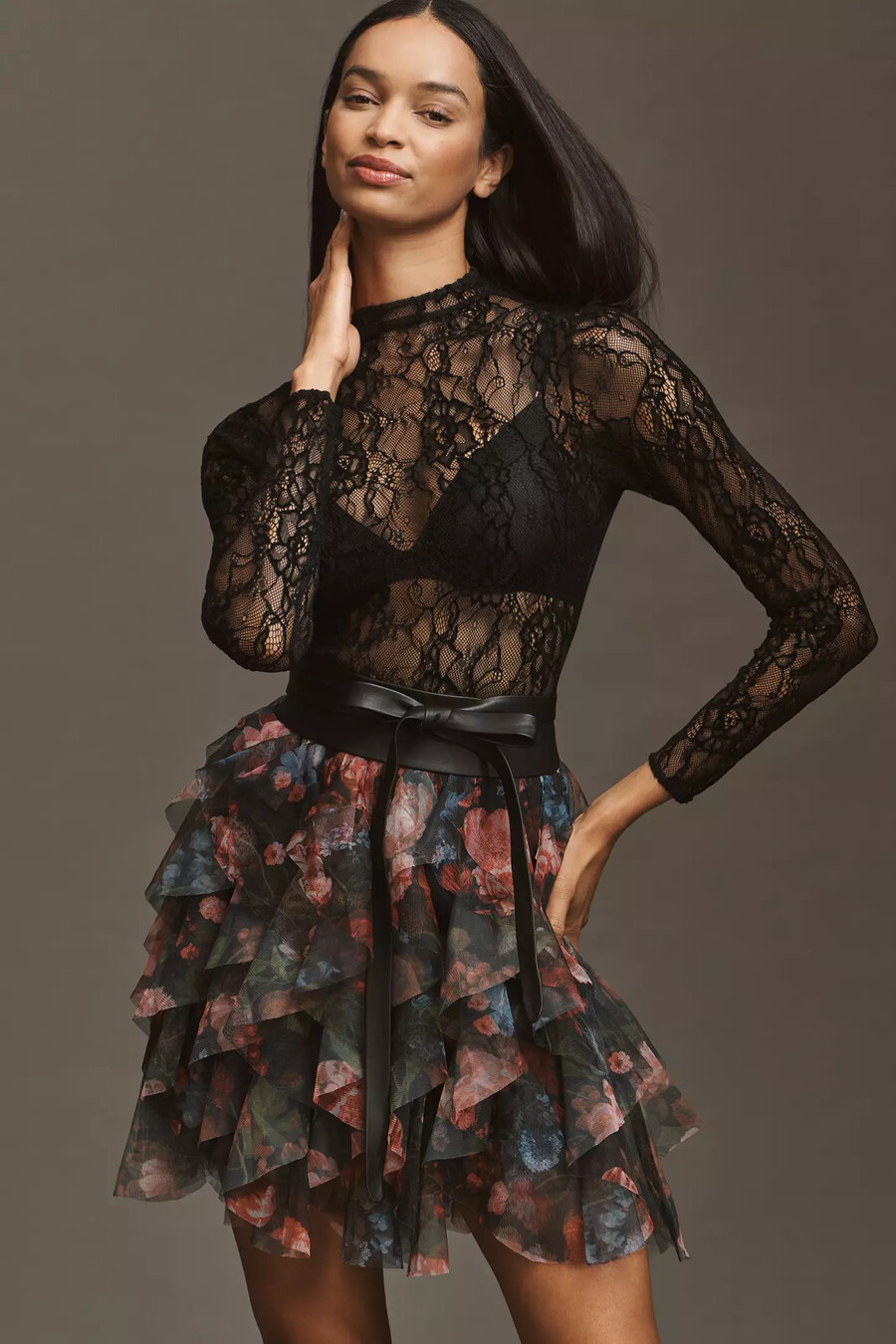la minifalda de tul con volantes chéri de anthropologie