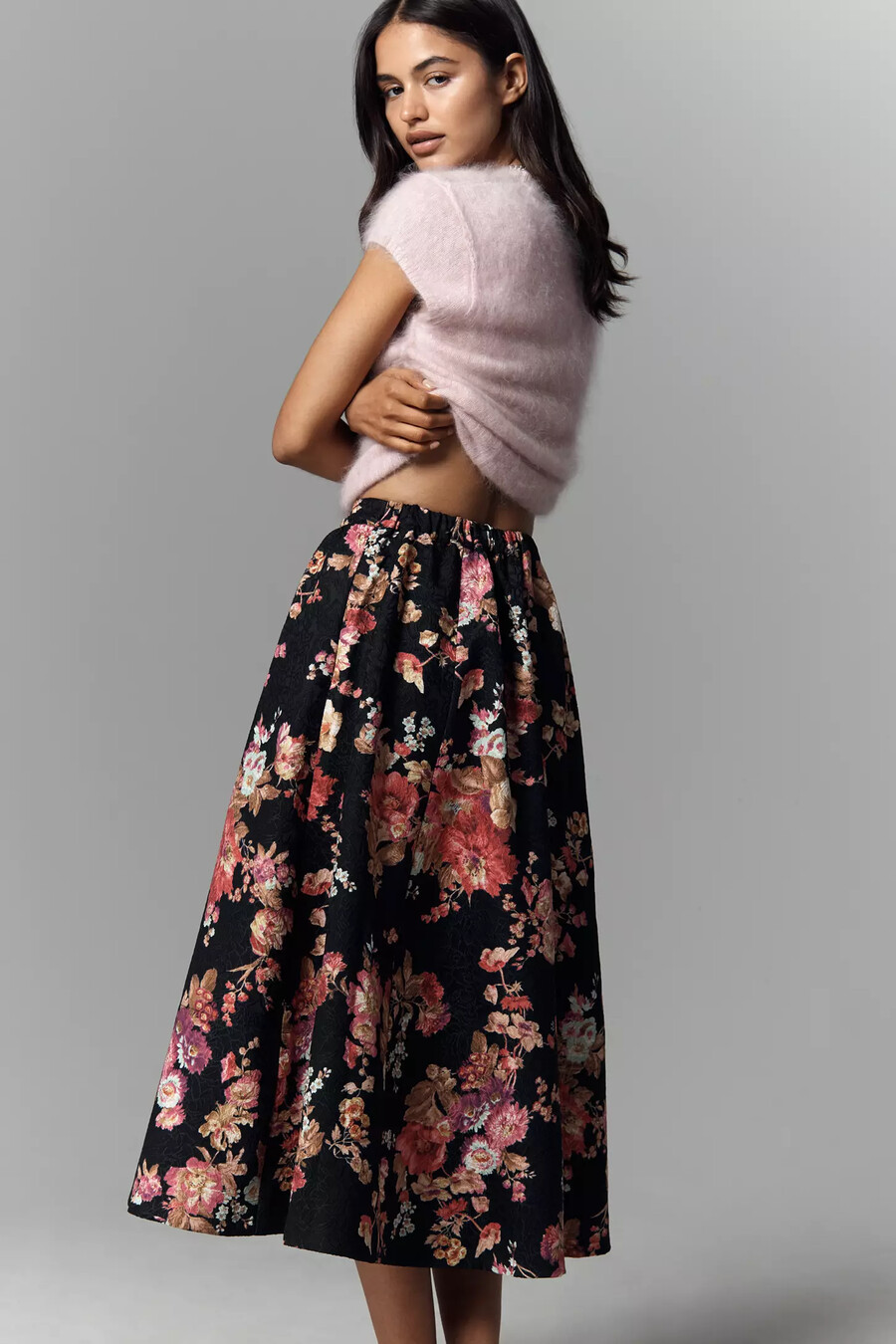la falda midi de jacquard floral jacie de maeve