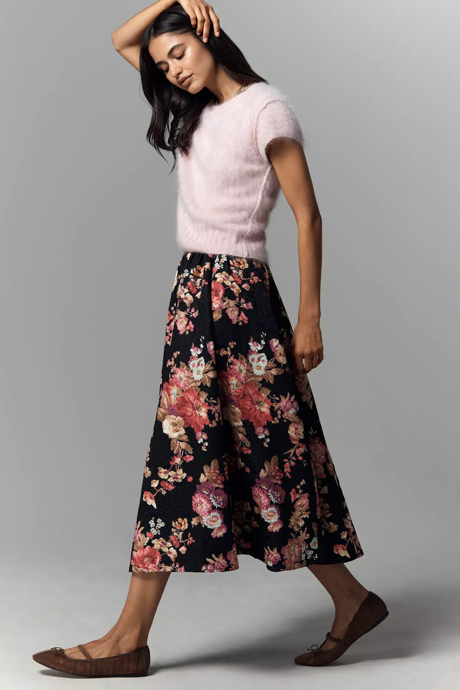la falda midi de jacquard floral jacie de maeve